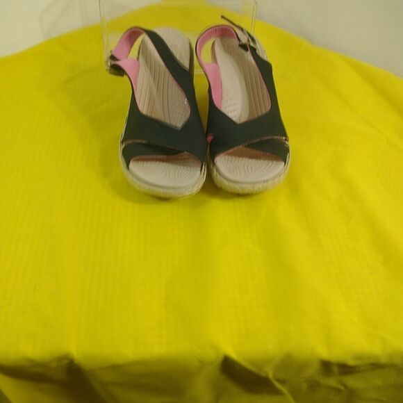 CROCS A-Leigh Black Slingback Espadrille Platform Wedge Sandals Women’s SZ 7. - Picture 10 of 11